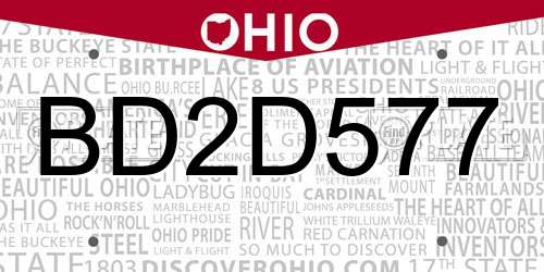 BD2D577 Ohio License Plate