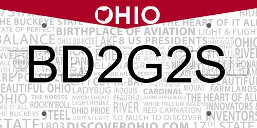 BD2G2S Ohio License Plate