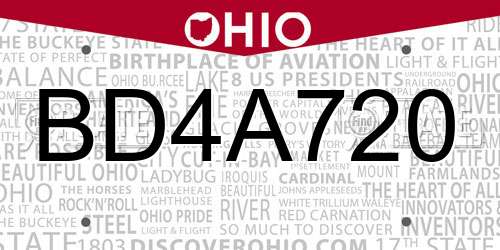 BD4A720 Ohio License Plate