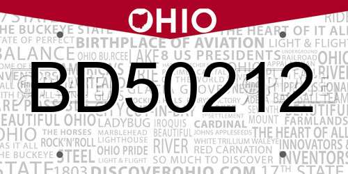 BD50212 Ohio License Plate