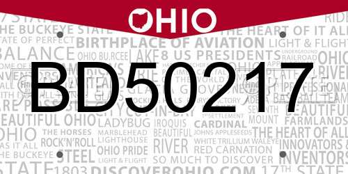 BD50217 Ohio License Plate