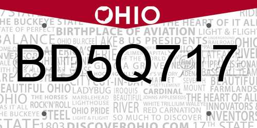 BD5Q717 Ohio License Plate