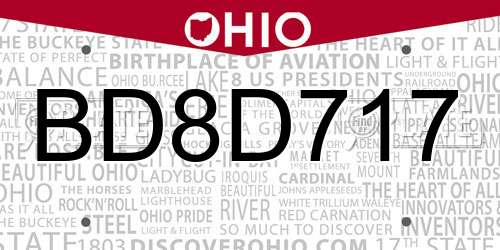 BD8D717 Ohio License Plate