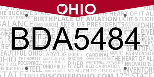 BDA5484 Ohio License Plate
