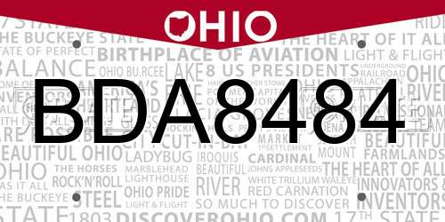 BDA8484 Ohio License Plate