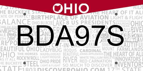 BDA97S Ohio License Plate