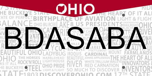 BDASABA Ohio License Plate