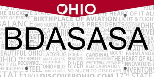 BDASASA Ohio License Plate