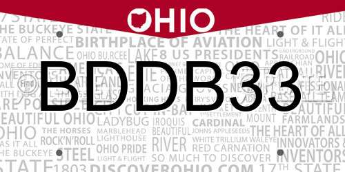 BDDB33 Ohio License Plate