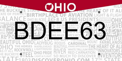 BDEE63 Ohio License Plate