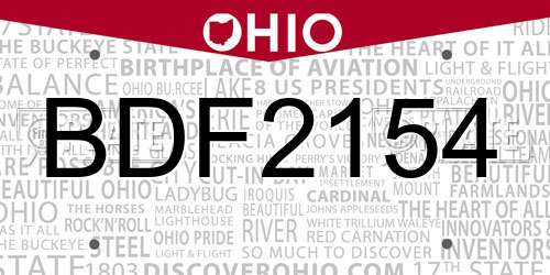 BDF2154 Ohio License Plate