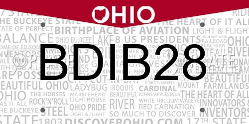 BDIB28 Ohio License Plate