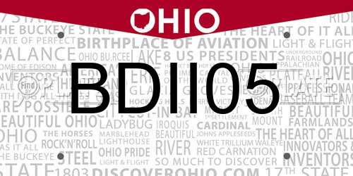 BDII05 Ohio License Plate