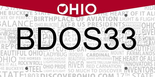 BDOS33 Ohio License Plate