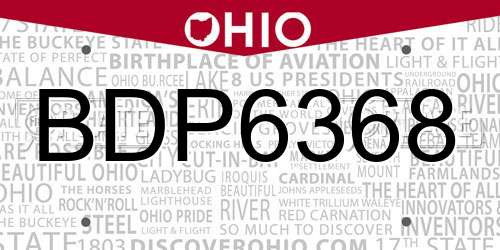 BDP6368 Ohio License Plate