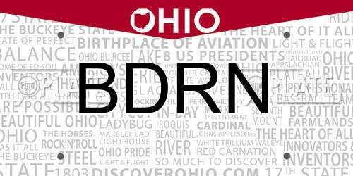 BDRN Ohio License Plate