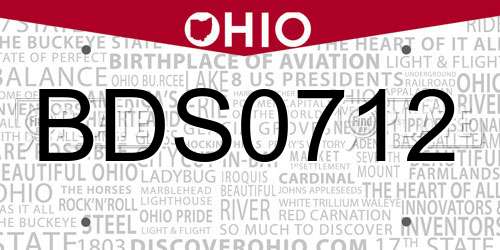 BDS0712 Ohio License Plate