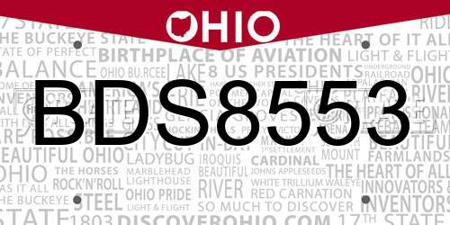 BDS8553 Ohio License Plate