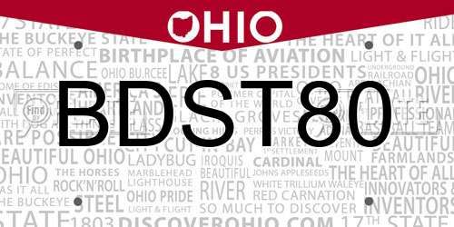 BDST80 Ohio License Plate