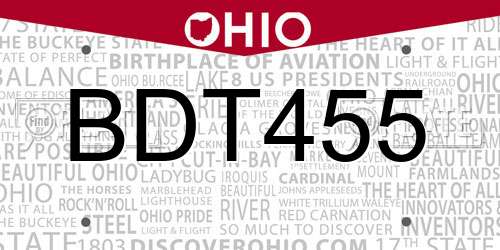 BDT455 Ohio License Plate