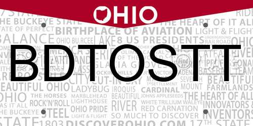 BDTOSTT Ohio License Plate