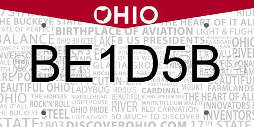 BE1D5B Ohio License Plate