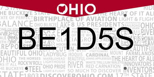 BE1D5S Ohio License Plate