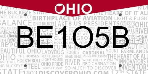BE1O5B Ohio License Plate