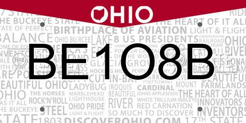 BE1O8B Ohio License Plate