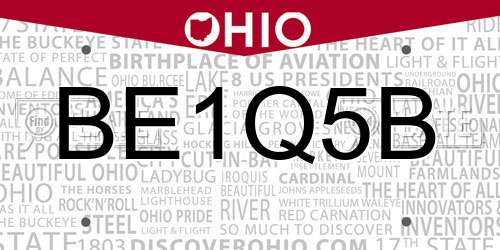 BE1Q5B Ohio License Plate