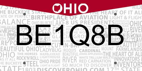 BE1Q8B Ohio License Plate