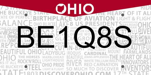 BE1Q8S Ohio License Plate