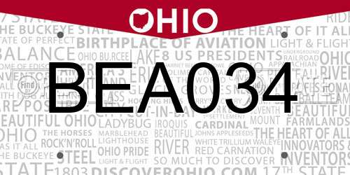 BEA034 Ohio License Plate