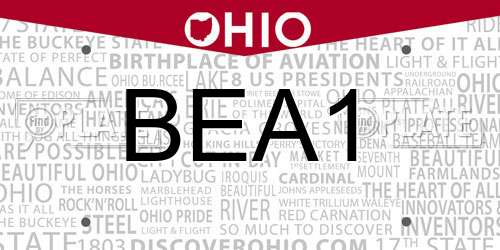 BEA1 Ohio License Plate