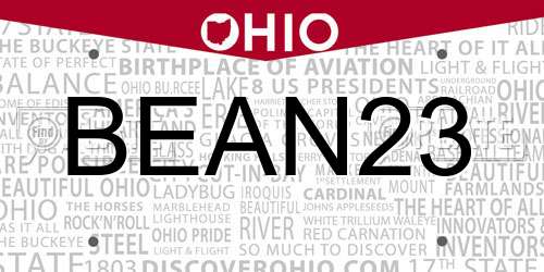 BEAN23 Ohio License Plate