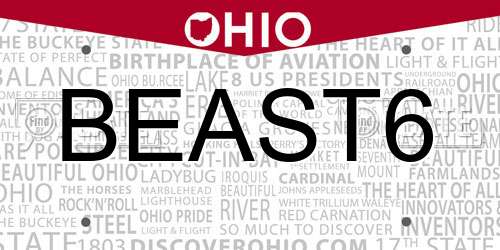 BEAST6 Ohio License Plate