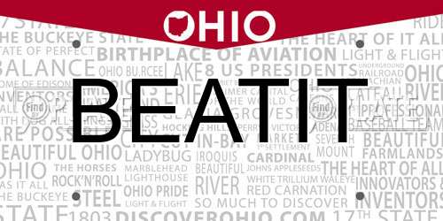 BEATIT Ohio License Plate