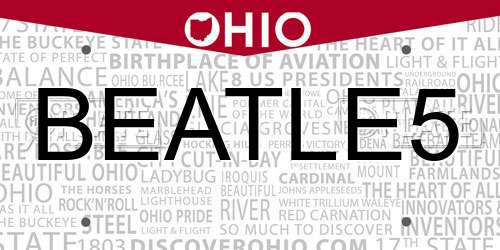 BEATLE5 Ohio License Plate