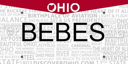 BEBES Ohio License Plate