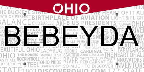 BEBEYDA Ohio License Plate