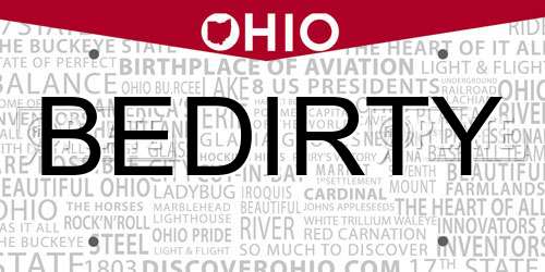 BEDIRTY Ohio License Plate