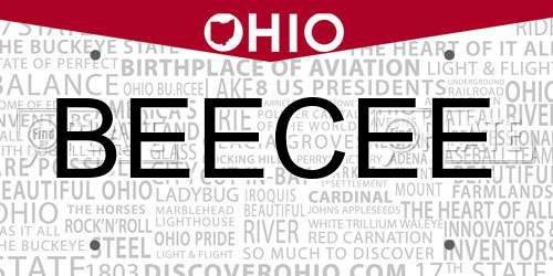 BEECEE Ohio License Plate