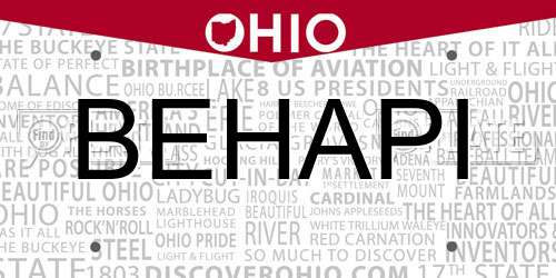 BEHAPI Ohio License Plate