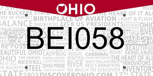 BEI058 Ohio License Plate