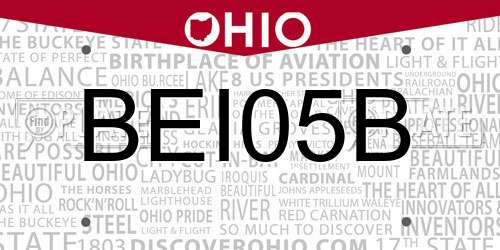 BEI05B Ohio License Plate