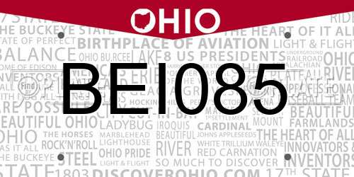 BEI085 Ohio License Plate