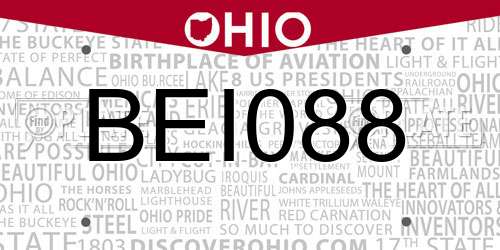 BEI088 Ohio License Plate