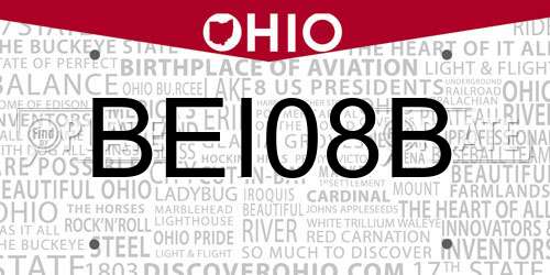 BEI08B Ohio License Plate