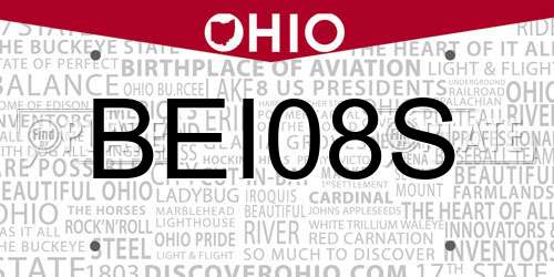 BEI08S Ohio License Plate