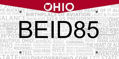 BEID85 Ohio License Plate
